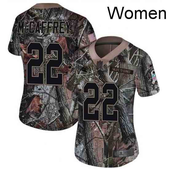 Womens Nike Carolina Panthers 22 Christian McCaffrey Camo Rush Realtree Limited NFL Jersey